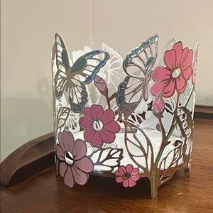 Bath & Body Works Pink Floral Butterfly Candle Holder